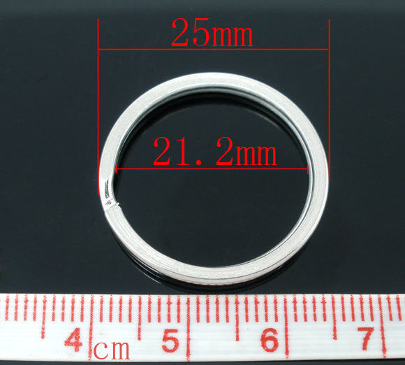 10 Large Silver Tone Double Loops Split Rings Open Jump Rings 25mm key ring  fin0342