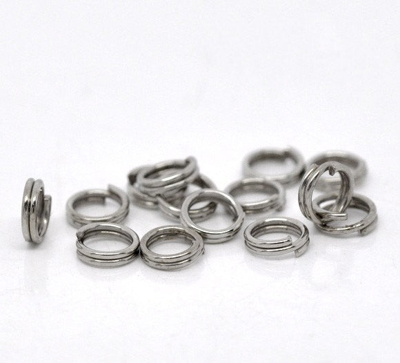 50 Silver Tone Double Loops Split Rings Open Jump Rings 5mm  jum0066