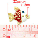 1 Gold Plated Enamel Rhinestone Deluxe FISH Charm Pendant chg0159