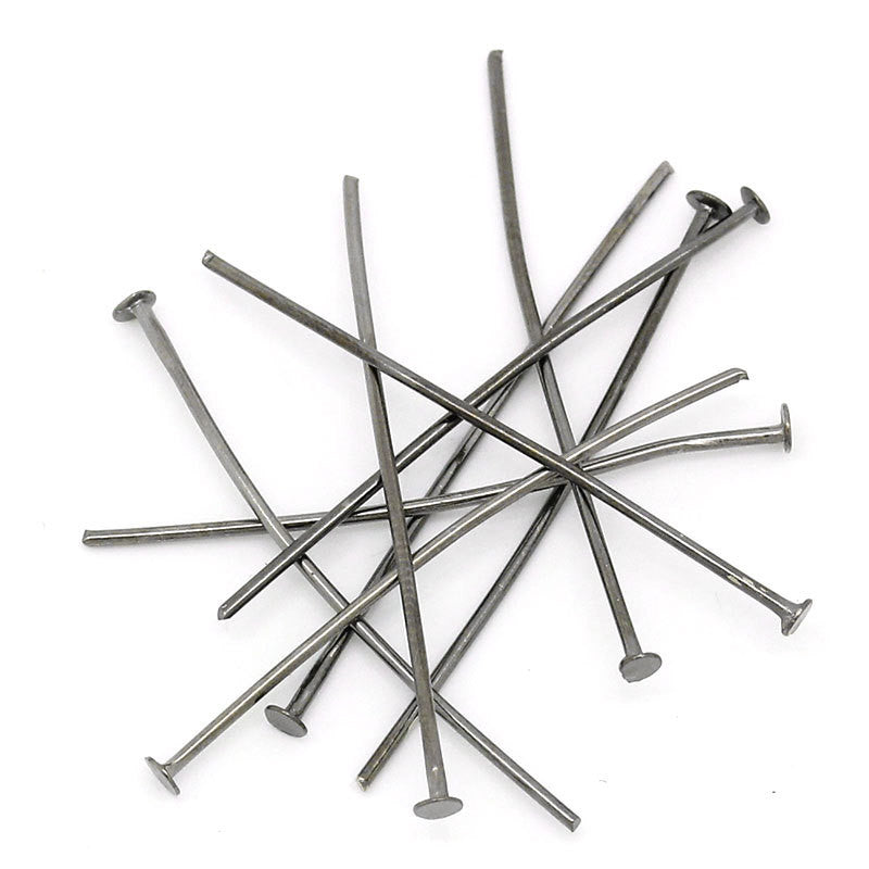 Bulk Package 1000 GUNMETAL Black Metal Head Pins 20 gauge, 34mm (about 1-3/8" long)  pin0056