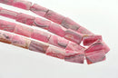 2 matching Polished Banded RHODOCHROSITE RECTANGLE COLUMN Beads . 20mm x 12mm . genuine gemstones . non-faceted, rose pink grh0001