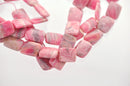2 matching Polished Banded RHODOCHROSITE RECTANGLE Beads . 18mm x 13mm . genuine gemstones . non-faceted, rose pink grh0005