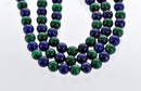 8 matching Polished Round LAPIS LAZULI and Emerald Green MALACHITE Beads . 8mm . Grade A genuine gemstones . non-faceted.  gmx0003