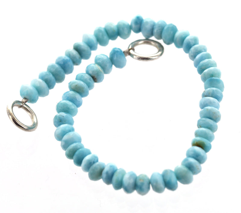 NATURAL LARIMAR Rondelle Beads . 8" strand of loose beads