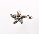 Luxury Sterling Silver Gemstone Pendant, RED GARNET Starfish, custom bezel set pms0364