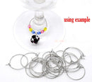BULK Package 200 Small Dark SILVER TONE Plated Wine Glass Charm Rings or Earring Hoops 20mm  fin0083