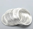 100 Bright Silver Plated THICK Hardened Steel Memory Wire Loops, 18 gauge, 50-55mm, small bracelet or hoop earrings, about 2"  WIR0005