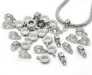 Bulk 100 Silver Tone Bail Beads. Fits European Style Bracelets and Necklace Chains 11x8mm  FBA0001b