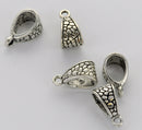 5 Pendant Bails . Antique Silver Metal . Pebble/Snakeskin Pattern . 14x7mm . fba0030
