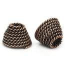 6 Large Bead Caps Cone Shape Spiral COPPER (Fits up to 23mm Beads) 14mm x 10mm ( 1/2"x 3/8") . Fin0104