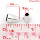 10 Spacer Beads Cone Antique Silver 11x8mm . fin0109