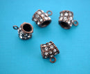 2 Copper Plated Metal RHINESTONE Bails, large hole fits European chains fba0011