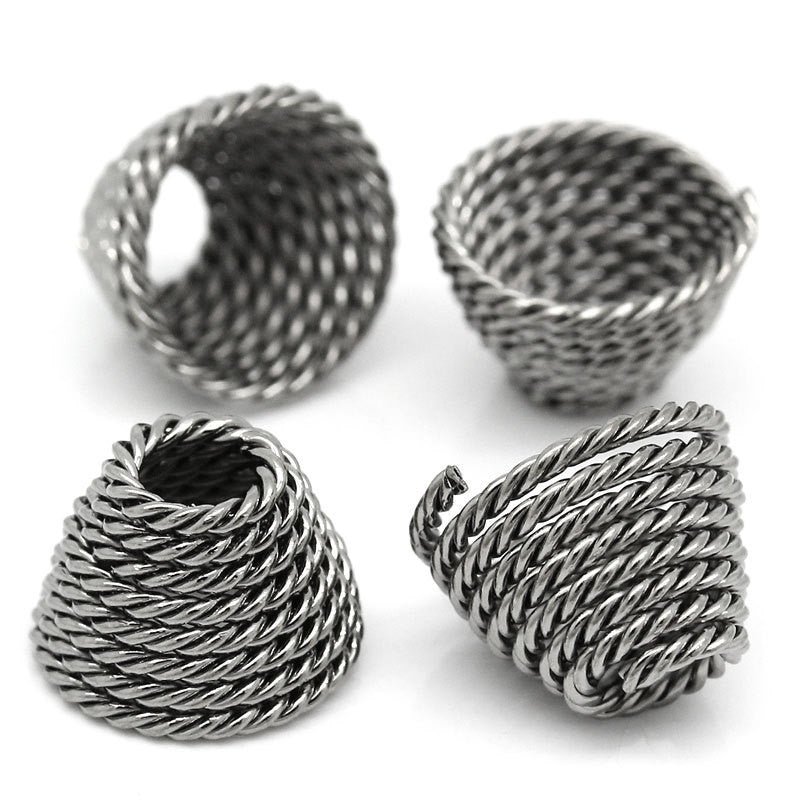 6 Large Bead Caps Cone Shape Spiral Gunmetal (Fits up to 23mm Beads) 14mm x 10mm ( 1/2"x 3/8")  fin0121