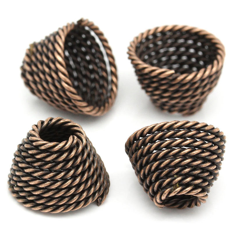 6 Large Bead Caps Cone Shape Spiral COPPER (Fits up to 23mm Beads) 14mm x 10mm ( 1/2"x 3/8") . Fin0104