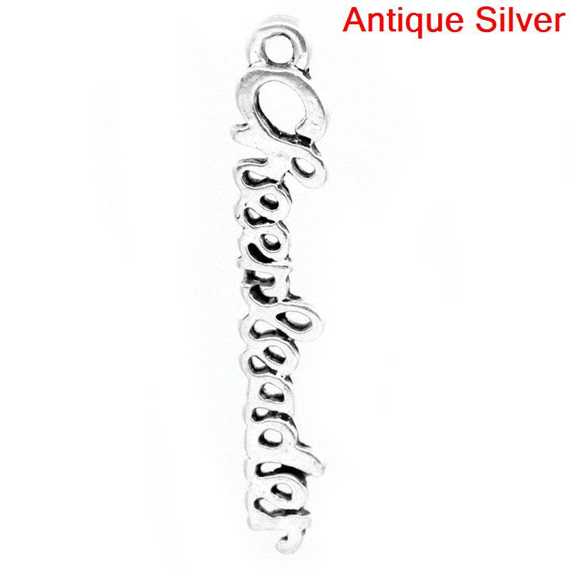 5 Silver Metal Stamped Word CHEERLEADER CHARM Pendants . chs0368