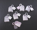 5 Silver Pewter TEA BAG Charm Pendants . Chs0010