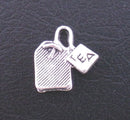 5 Silver Pewter TEA BAG Charm Pendants . Chs0010