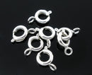 20 Bright SILVER PLATED Metal Spring Clasps 6mm spring ring circle . fcl0072