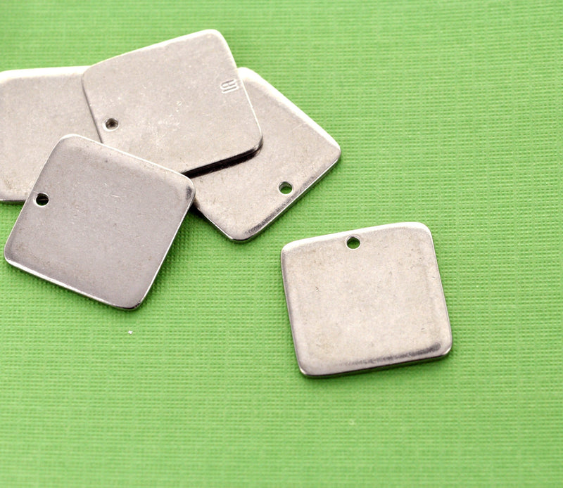 2 pcs ImpressArt SOFT STRIKE PEWTER (tm) Metal Stamping Blanks Charms 1" (25mm) Square, 16 gauge msb0045