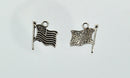 10 Silver Tone WAVING AMERICAN Flag charm pendant . great for necklaces and bracelets . chs0099