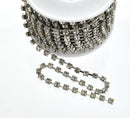 10 yards spool 3mm Rhinestone Cup Chain, 3mm rhinestones, silver tone base metal and clear glass crystals, (32.8 feet), fch0114b