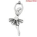 3 Large Silver Tone Metal BALLET DANCER Charm Pendants, 61mm x 24mm . Chs0020