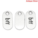 10 "bff" (text language for 'best friends forever') Stamped Silver Metal Oval Charm Pendants  CHS0022