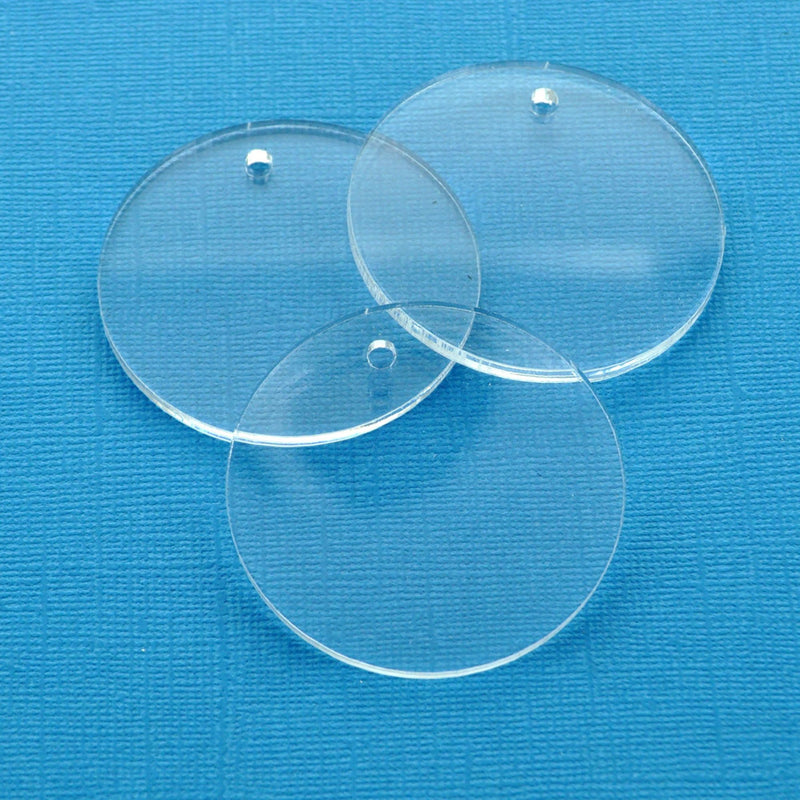10 Clear Charm Blanks, 1.25" acrylic round key chain blanks, CIRCLE Disc laser cut shapes Lca0618