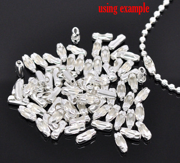 100 pcs Silver Plated Ball Chain Connector Clasp 10x4mm (Fits 3.2mm Ball Chain) fcl0011