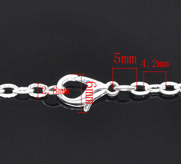 One Dozen (12) Silver Plated Lobster Clasp Textured Link Chain Necklaces 4.2x2.8mm, 20"   fch0102b