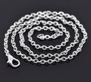 One Dozen (12) Silver Plated Lobster Clasp Cable Link Chain Necklaces 3x2.3mm, 18" . Fch0070