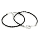 10 BLACK Braided Leatheroid Bracelets with Lobster Clasp. 7-5/8" long plus 2" extender chain fch0061