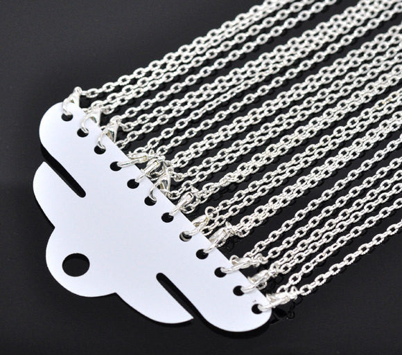 12 Silver Plated Lobster Clasp Textured Link Chain Necklaces 4.2x2.8mm, 18"  fch0103