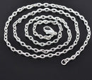 One Dozen (12) Silver Plated Lobster Clasp Textured Link Chain Necklaces 4.2x2.8mm, 20"   fch0102b