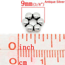 100 Antiqued Silver Tone Metal DAISY Beaded Spacer Beads, 9mm x 8mm  bme0258