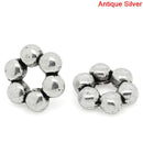 100 Antiqued Silver Tone Metal DAISY Beaded Spacer Beads, 9mm x 8mm  bme0258