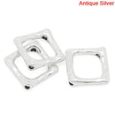 15 Silver Tone Metal Textured Square Spacer Bead Frames  16mm bme0126