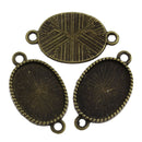 12 Bronze Metal Oval Connector Links Cabochon Charm Pendants chb0010