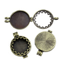 1 Bronze Metal Open Face LOCKET Charm Pendants chb0009
