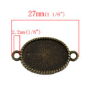12 Bronze Metal Oval Connector Links Cabochon Charm Pendants chb0010