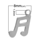 4 Music Note Charms Pendants, stainless steel charms, metal, cutout shape   11x8mm  chs0049