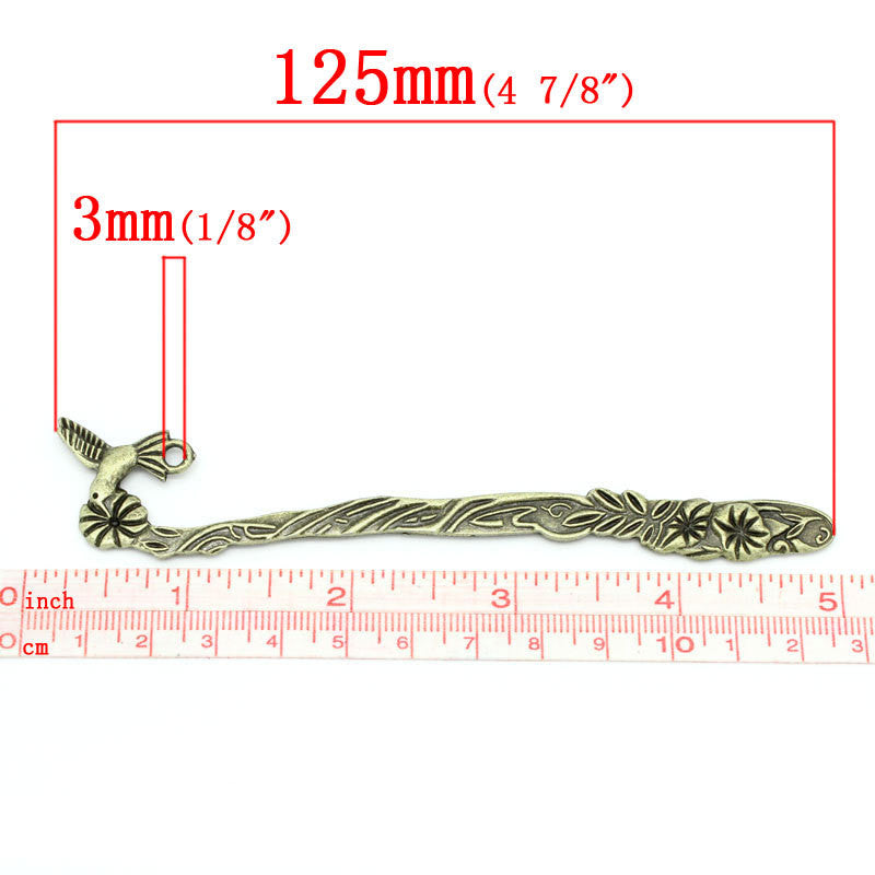 1 Bronze Hummingbird Bookmark Charm Holder  4-7/8" long  fin0185