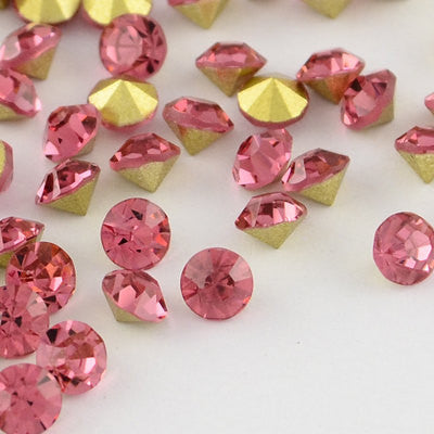 pp16 ROSE PINK Rhinestone Chatons - Grade A Glass, Quality Machine Cut Crystal 144 pcs  1 gross, Small   cry0027