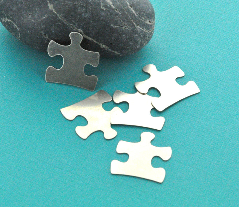 10 Nickel Silver Metal Stamping Blanks Charms AUTISM PUZZLE PIECE Tags, 24 gauge  msb0023