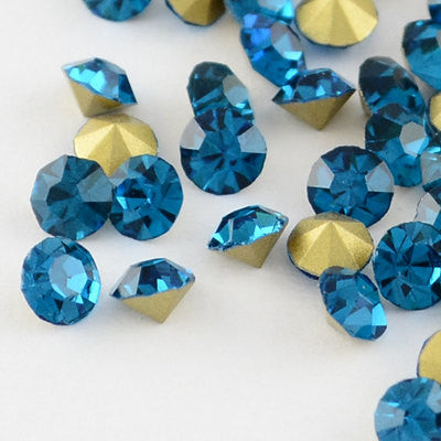 pp19 BLUE ZIRCON Rhinestone Chatons - Grade A Glass, Quality Machine Cut Crystals 144 pcs  1 gross, Small   cry0071