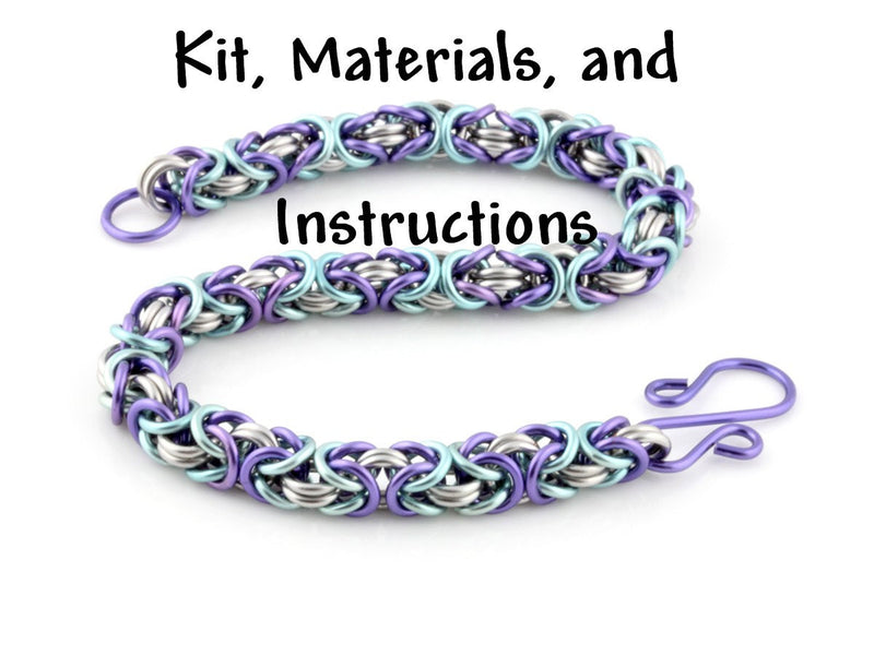 JEANNIE in a BOTTLE Tri-Color Byzantine Bracelet Chain Mail Weave Got Maille Kit, includes materials, full color instructions kit0032