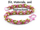 Pink and Green PEONY Tri-Color Byzantine Bracelet Chain Mail Weave Got Maille Kit, includes materials, full color instructions kit0033