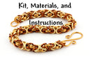 Gold, Tan, Brown CARAMEL LATTE Tri-Color Byzantine Bracelet Chain Maille Kit, includes materials, full color instructions kit0034