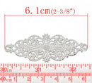 50 bulk Silver Tone Metal Filigree Flat Wraps Connectors 6.1x2.4cm (2-1/2"x1-7/8")  FIL0021b