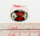 4 Oval Glass Cabochons, flatback, Orange Butterfly, 18mm x 13mm  cab0001